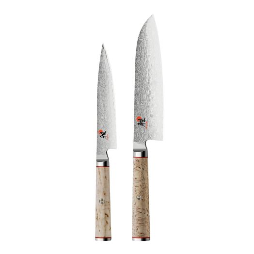 Knife Set 2pc Birchwood (Shotoh 13cm, Santoku 18cm) - Natural, Silver