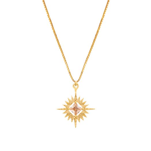 Lindi Kingi Design Starburst Necklace - Gold - Champagne Zirconia