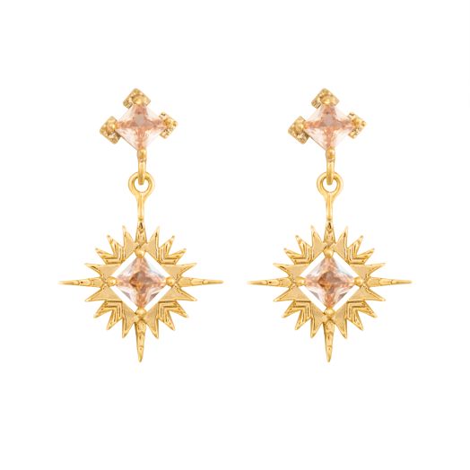 Lindi Kingi Design Starburst Earrings - Gold - Champagne Zirconia