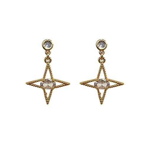 Lindi Kingi Design Star Romance Earrings - Gold - White Zirconia