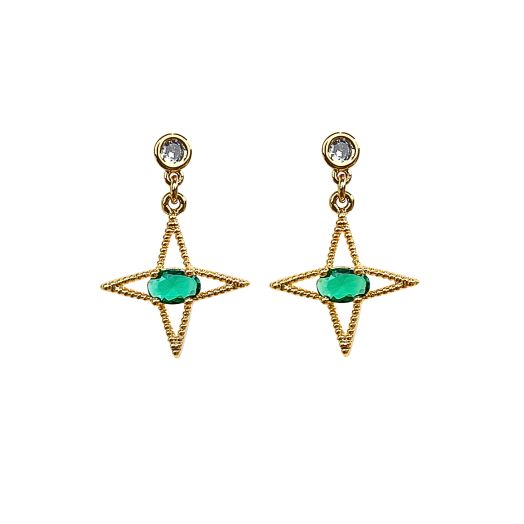 Lindi Kingi Design Star Romance Earrings - Gold - Emerald Zirconia