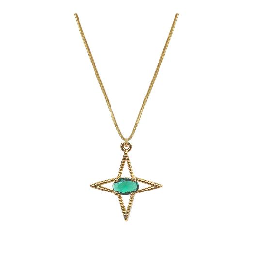 Lindi Kingi Design Star Romance Necklace - Gold - Emerald Zirconia