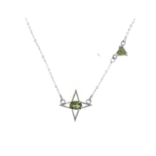 Lindi Kingi Design Star Romance Necklace - Silver - Olive Zirconia